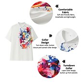 billige Dyremønster-Herre Dyr Tiger Skjorte Skjorte med knapper Kortermet Mote Designer Fritid utendørs Avslappet Sommer Vår Aftæpning Trykt mønster Lysegul Svart Hvit Gul Rød