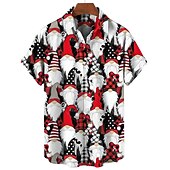 Christmas Men's Santa Claus Printed Shirts Shirts Santa Claus Casual Outdoor Street Fall Turndown Short Sleeve Black Yellow Purple S M L 6