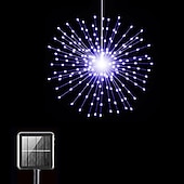 abordables Lumières de cordes solaires-1pc feux d&#039;artifice solaires d&#039;extérieur, décoration de jardin en forme de sphère de Noël en forme d&#039;étoile à LED
