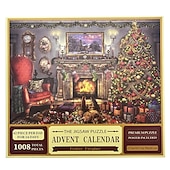cheap Advent Calendar-Advent Calendar 2025 Jigsaw Puzzles - 24 Boxes 1008 Pieces Puzzles Countdown to Christmas, Christmas Gifts Stocking Stuffers, Christmas Decorations Christmas Puzzle for Adults Kids, Xmas Gift