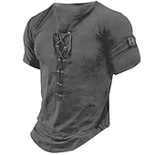 abordables Camisetas vintage-Hombre Henley Shirt Tee Graphic Número Henley Ropa Impresión 3D Diario Deportes Manga Corta Acordonado Estampado Moda Elegante Vintage Casual