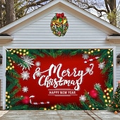 お買い得  屋外装飾-クリスマスガレージドアバナー、屋内屋外クリスマス休暇、幸せな背景、装飾カバー、クリスマス新年あけましておめでとうございますバナー、大型ドアカバー、クリスマス装飾