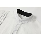 economico Strada-Per uomo Camicia camicia di lino Camicia con colletto a fascia Camicia estiva Abbigliamento mare Maglietta informale Informale Giornaliero Nero Bianco Rosa Blu Manica lunga Colletto Mao Primavera
