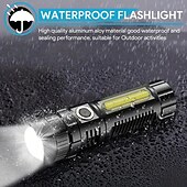 Χαμηλού Κόστους Φακοί-1 τεμ led tactical φακός 90000 high lumen, μαγνητικός επαναφορτιζόμενος φακός με φως εργασίας cob, xhp70.2 σούπερ φωτεινό led, με δυνατότητα zoom, αδιάβροχο, 4 modes φώτα led για κατασκήνωση, έκτακτη