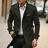 cheap Men&#039;s Trench Coat-Men&#039;s Transition Jacket Trench Coat Outdoor All Seasons Windbreaker Outerwear Clothing Apparel Streetwear Plain Front Pocket Lapel Single Breasted