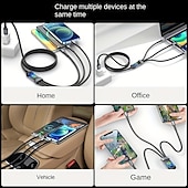 halpa Matkapuhelinkaapelit-3-in-1 100 watin pikalatauskaapeli älykäs supernopea lataustuki moniliitäntäinen lataus usb visuaalinen virtalatauskaapeli yhteensopiva Applen samsung oppo auton pikalatauskaapelin kanssa