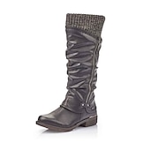 olcso Slouch Boots-női barna, domború, kötött mandzsettás térdcsizma - hangulatos és stílusos őszi/téli lábbeli