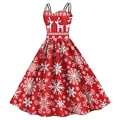 billige Julefestkjole-julenissen Mrs.Claus Fancy julekjole Dame Jul Maskerade julaften 1950-tallet Voksne Fest Jul Kjole