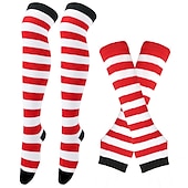 abordables Accesorios-Calcetines hasta rodilla Calcetines de Navidad Mujer Navidad Carnaval Mardi Gras Nochebuena Retro Antiguo Guantes Calcetines