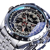 cheap Mechanical Watches-JARAGAR Mechanical Watch for Men Aviator Series Military True Men Sport Automatic Watch Luxury Stainless Steel Mechanical Male Clock Hour Luminous Wristwatch Blue Glass