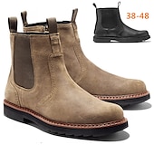 abordables Botas del Chelsea-Botines Chelsea de ante para hombre: botines sin cordones con paneles laterales elásticos, estilo vintage informal para otoño e invierno, uso diario y al aire libre.