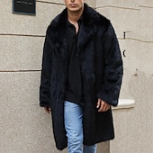 abordables Manteaux &amp; vestes-Homme Manteau d&#039;hiver Veste d&#039;Hiver Manteau en fausse fourrure Extérieur Usage quotidien Chaud Poche Automne Hiver Plein Mode Vêtement de rue Revers Normal Noir Blanche Jaune Marron Gris Claire Veste