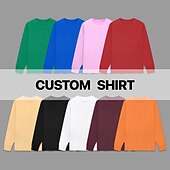 economico abbigliamento su misura da uomo-camicia unisex personalizzata a maniche lunghe in cotone 100% girocollo, primavera&amp;amp; top autunnali nero bianco giallo blu grigio