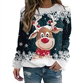 abordables Sudaderas y sudaderas con capucha divertidas-Navidad Reno Sudadera Pullover Sudadera navideña divertida Impresión 3D Estampado Gráfico Para Pareja Hombre Mujer Adulto Navidad Carnaval Mascarada Impresión 3D Fiesta Festival