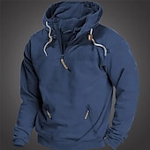 cheap Basic Hoodies-Men&#039;s Hoodie Quarter Zip Hoodie Tactical Black Army Green Blue Brown Hooded Color Block Zipper Sports &amp; Outdoor Daily Holiday Corduroy Streetwear Cool Casual Spring &amp;  Fall Clothing Apparel Hoodies