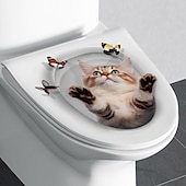 cheap Decorative Wall Stickers-Wall Mural 3D Wall Art cat Wall Poster Toilet Stickers 3D cat Wall Stickers cat Decals cat Stickers cat Toilet Girls Bedroom Toilet Decor cat Wall Decals Notebook Poster