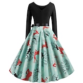 preiswerte Für Frauen-Weihnachtsmann Weihnachtskleid Ausgefallenes Weihnachtskleid Damen Weihnachten 1950er Erwachsene Weihnachten Neujahr Heiligabend Weihnachten Party Silvester Kleid