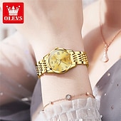 cheap Mechanical Watches-OLEVS 6673 Fashion Business Silver Stainless Steel Women Mechanical Watches Top Brand Luxury Waterproof Automatic Watch
