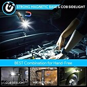 Χαμηλού Κόστους Φακοί-1 τεμ led tactical φακός 90000 high lumen, μαγνητικός επαναφορτιζόμενος φακός με φως εργασίας cob, xhp70.2 σούπερ φωτεινό led, με δυνατότητα zoom, αδιάβροχο, 4 modes φώτα led για κατασκήνωση, έκτακτη