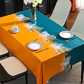 cheap Tablecloth-Waterproof Tablecloth PVC Oilproof Rectangle Table Cloth Table Cover for Party, Family Dining, Restrant