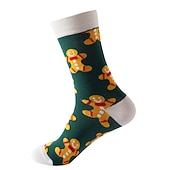 cheap Men&#039;s Socks-Men&#039;s 2 Pairs Crew Socks Men Socks Xmas Socks Red / Green White Color Christmas Casual Daily Basic Medium Fall / Winter Thermal