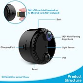 זול מצלמות רשת IP פנימיות-R10 מצלמת IP 4K מיני אלחוטי גלאי תנועה גישה מרחוק חיתוך IR פנימי תמיכה 256 GB