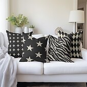 billiga geometrisk stil-svart vit dubbelsidigt kuddfodral 1 st mjukt kuddfodral kuddfodral örngott för soffa sovrum vardagsrum överlägsen kvalitet maskintvättbar utomhusdyna för soffa soffa stol