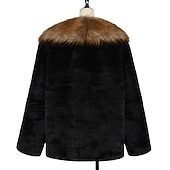 levne Pánské bundy a kabáty-Pánské Zimní kabát Zimní bunda Kabát z umělé kožešiny Venkovní Denní nošení Teplý Podzim Zima Barevné bloky Módní Šik ven Klopa Standardní Černá Saka