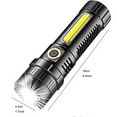 Χαμηλού Κόστους Φακοί-1 τεμ led tactical φακός 90000 high lumen, μαγνητικός επαναφορτιζόμενος φακός με φως εργασίας cob, xhp70.2 σούπερ φωτεινό led, με δυνατότητα zoom, αδιάβροχο, 4 modes φώτα led για κατασκήνωση, έκτακτη