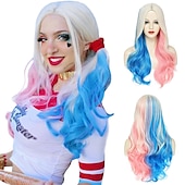 cheap Synthetic Trendy Wigs-White Wigs for Women 26 Inches Long White Wig Synthetic Wig Middle Part Natural Looking White Wavy Wig for Daily Use Halloween Cosplay Wig Christmas Party Wigs