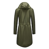 economico giacca con cappuccio-Per donna Trench Esterno Strada Giornaliero Autunno Inverno Lungo Cappotto Standard Anti-pioggia Tenere al caldo Traspirante Moda Moderno Informale Giacca Manica lunga Liscio A cordoncino Con tasche