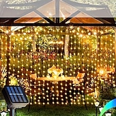 billige Soldrevet-1 stk solar led gardin krans på vinduet utendørs vanntette eventyrlys 8 lysmoduser for festival nyttår dekor led lys juledekorasjon, halloween dekorasjoner lys utendørs skinn