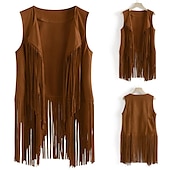 preiswerte Oberteile-Retro Vintage 1960er 1970er Wildlederweste Hippie Disco Quastenfransen Damen Mädchen Weihnachten Halloween Karneval Leistung Party / Abend Pride Parade Erwachsene Weste