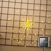 abordables Lumières de cordes solaires-1pc feux d&#039;artifice solaires d&#039;extérieur, décoration de jardin en forme de sphère de Noël en forme d&#039;étoile à LED