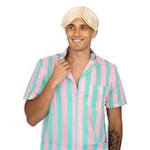 Χαμηλού Κόστους Συνθετικές Trendy Περούκες-beach ξανθή περούκα kendall - κοντό συνθετικό πολυστρωματικό λευκαντικό ξανθό κοστούμι κούκλας για άνδρες με ρυθμιζόμενο