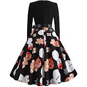 abordables Robe de fête de Noël-père Noël Robe de Noël Robe De Noël Fantaisie Femme Noël Nouvel an la veille de Noël 1950s Noël Adulte Soirée Noël Réveillon du nouvel an Robe