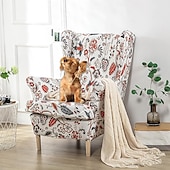 billige Lenestoldeksel og armløst stolomslag-stretch wingback stoltrekk vinge stol slipcovers med seteputetrekk spandex jacquard wingback lenestoltrekk til ikea strandmon stol