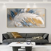 tanie Obrazy z martwą naturą-Handmade ręcznie malowany obraz olejny wall art nowoczesne abstrakcyjne pióro martwa natura krajobraz dekoracja wnętrz walcowane płótno bez ramki nierozciągnięte