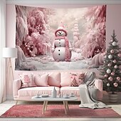 billige hengende juleteppe-juledekorasjoner snømann snøfnugg hengende billedvev veggkunst xmas stor billedvev veggmaleri dekor fotografi bakteppe teppe gardin hjem soverom stue dekorasjon