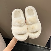 levne Domácí pantofle-fuzzy pantofle z paměťové pěny útulné plyšové domácí pantofle nadýchané chlupaté domácí boty s otevřenou špičkou vnitřní venkovní skluzavka pantofle
