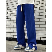 billiga Raka ben-Herr Joggingbyxor Joggare Träningsbyxor med vida ben Ficka Snörning Elastisk midja Slät Komfort Andningsfunktion Utomhus Dagligen Utekväll Mode Ledigt Svart Blå