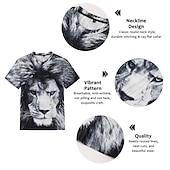 billige T-skjorter med dyreprint-Herre Grafisk Dyr Løve T skjorte Kortermet T skjorte 3D-utskrift Crew-hals Skjorte Årgang Mote Designer utendørs Daglig Sport Mørkebrun Svart Gul Vår sommer Klær S M L XL 2XL 3XL