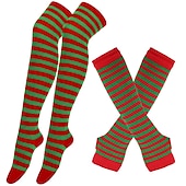 abordables Accesorios-Calcetines hasta rodilla Calcetines de Navidad Mujer Navidad Carnaval Mardi Gras Nochebuena Retro Antiguo Guantes Calcetines