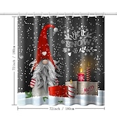 tanie Christmas Bath-szare tło elf zasłona prysznicowa w łazience, urocza świąteczna zasłona prysznicowa ze wzorem płatka śniegu, zimowa świąteczna zasłona łazienkowa, z 12 plastikowymi haczykami