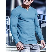 preiswerte Geripptes Strick-T-Shirt-Herren T Shirt Geripptes Strick-T-Shirt T-Shirt Langarmshirt Langarm V Ausschnitt Sommer Einfach Grubenstreifen Mode Designer Basic Stricken Urlaub Straße Ausgehen Schwarz Weiß Rosa Top T-Shirt für