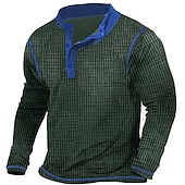 olcso Alkalmi Henley póló-Férfi Póló Gofri Henley ing Henley ing Tee Top Hosszú ujjú ing Kollázs Henley Utca Vakáció Hosszú ujj Kollázs Ruházat Divat Dizájn Alap