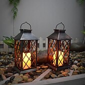 cheap Landscape Lights-Vintage Solar Pendant Lamp Hollow Solar Portable Lamp Outdoor Courtyard Lamp Decorative Lamp Candle Lamp 1PC for Halloween