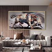 olcso Állatos festmények-mintura kézzel készített absztrakt állatok bika olajfestmények vászonra fal művészeti dekoráció modern kép lakberendezéshez hengerelt keret nélküli feszítetlen festmény