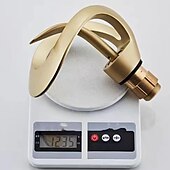 お買い得  浴室・洗面台用水栓金具-ウォーターフォールバスルームシンク蛇口、センターセット湾曲シングルハンドルワンホールバスタップ、温水および冷水スイッチ付き、セラミックバルブ内部