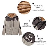 cheap Men&#039;s 3D Hoodies-Men&#039;s Color Block Cow Hoodie Hoodies Sweatshirt Zip Hoodie Long Sleeve Hooded Sweatshirt Hooded Daily 3D Print Holiday Vacation Going out Blue Brown Fleece Winter Designer